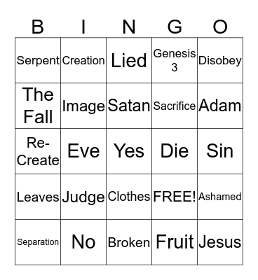 THe Gospel Story: Week Two Bingo Card
