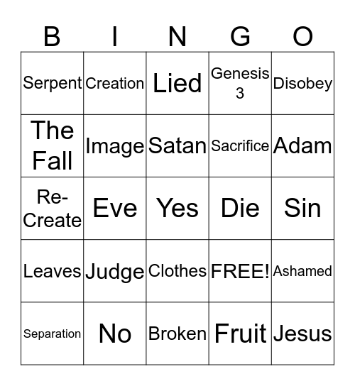THe Gospel Story: Week Two Bingo Card