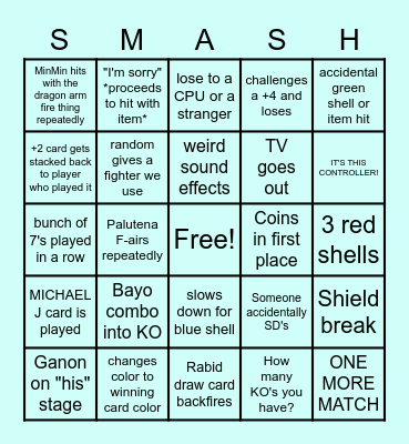 Game Night Bingo Card