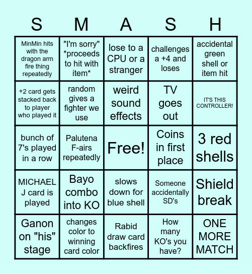 Game Night Bingo Card