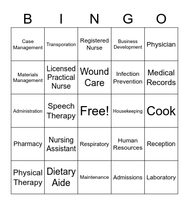 Rehab Week 2020 Bingo Card