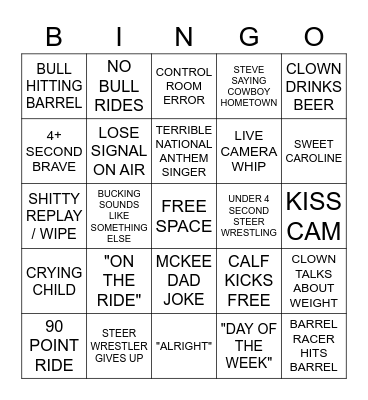 RODEO BINGO Card