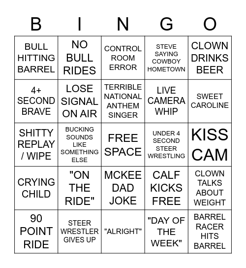 RODEO BINGO Card