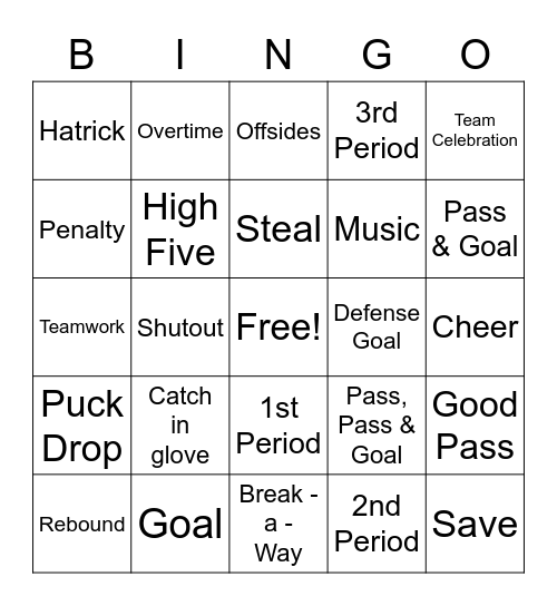 HOCKEY Bingo Card