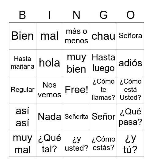 Greetings BINGO! Bingo Card
