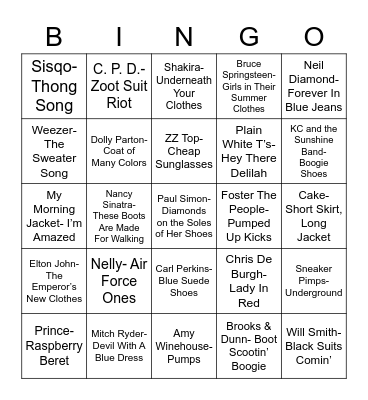 Total-Quiz.com Presents Radio Bingo: Fashion Show Bingo Card