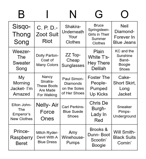 Total-Quiz.com Presents Radio Bingo: Fashion Show Bingo Card