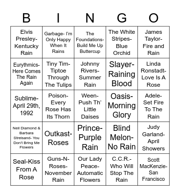 Total-Quiz.com Presents Radio Bingo: April Showers & May Flowers Bingo Card