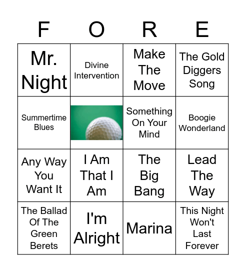 Caddyshack Bingo Card