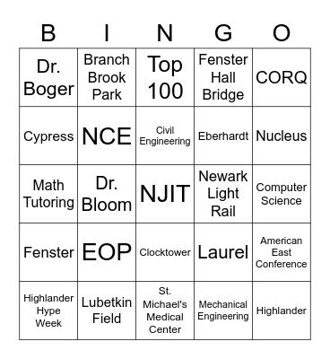 Round 3: J Bingo Card