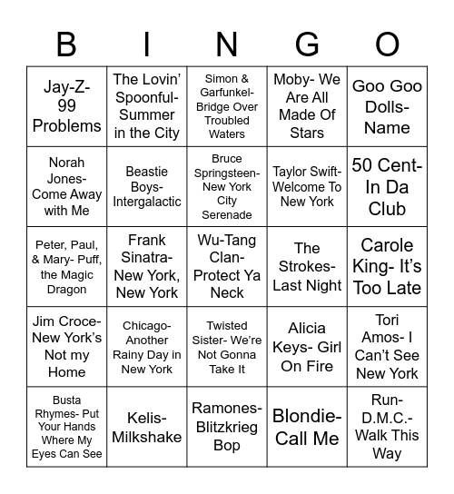 Total-Quiz.com Presents Radio Bingo: Empire State Bingo Card