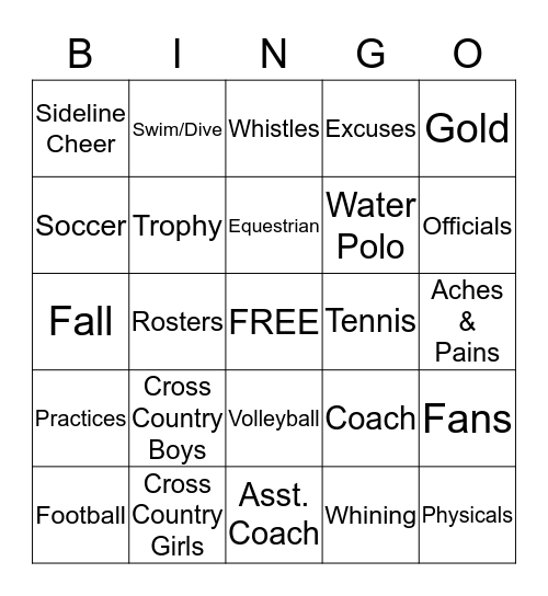 FALL SPORTS Bingo Card