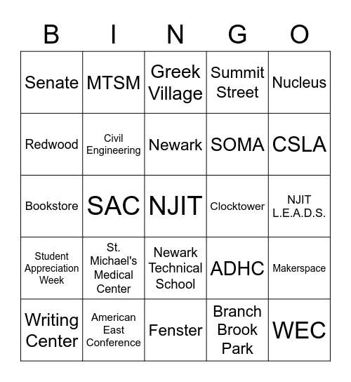 Round 5: T Bingo Card