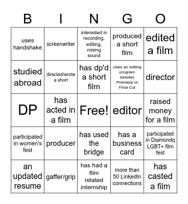 You are a..../You have Bingo Card