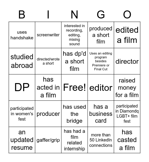 You are a..../You have Bingo Card