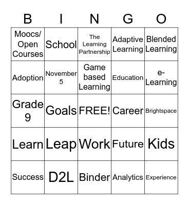 Take Our Kids to Work Day Bingo! Bingo Card