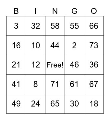Jamie's ASL BINGO Card