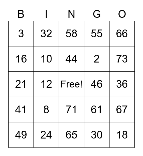 Jamie's ASL BINGO Card