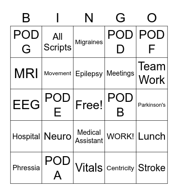 NCD MA's Bingo Card