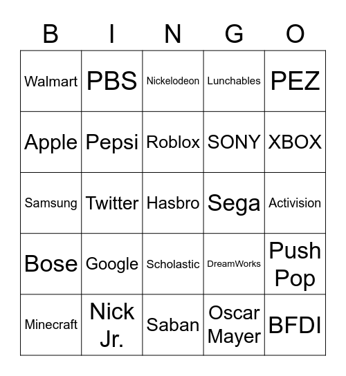 Brand Bingo Card