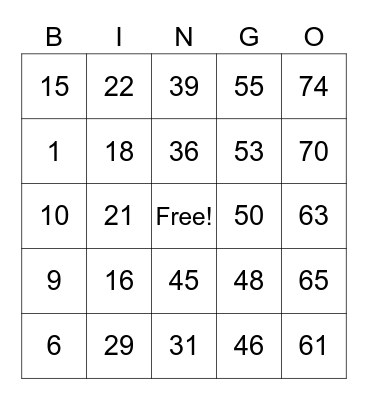 ASL Bingo Card Bingo Card
