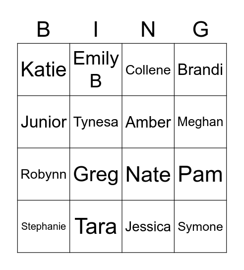 H.S BINGO Card
