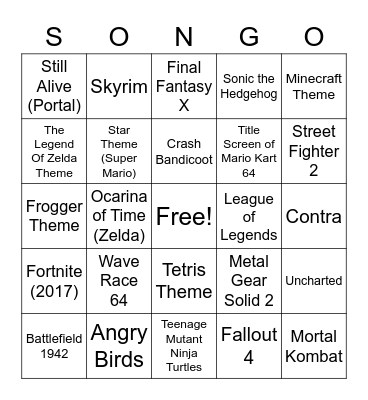 Video Games Bingo Card