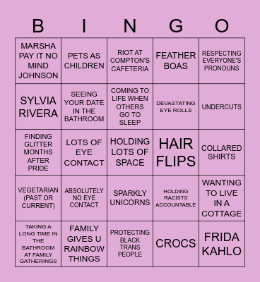 BIG GAY BINGO GAME Bingo Card