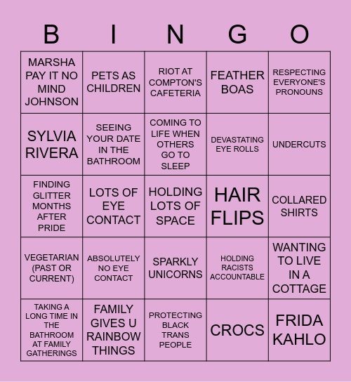 BIG GAY BINGO GAME Bingo Card