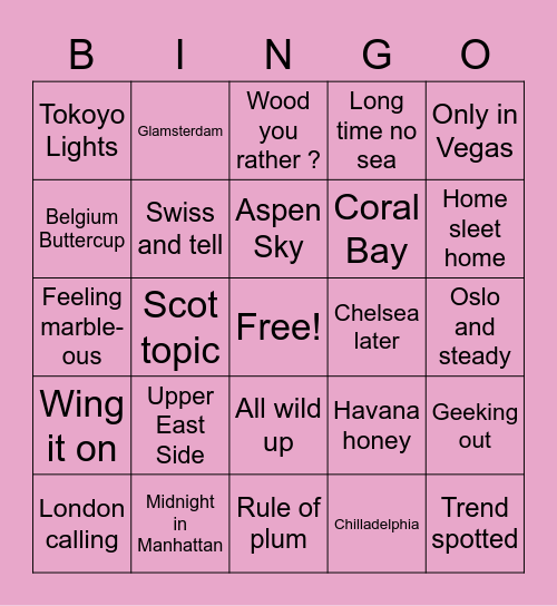 Colorstreet Bingo Card