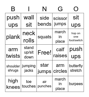 FITNESS BREAK BINGO Card