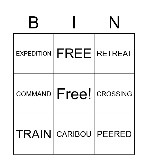 Vocabulary Bingo Card