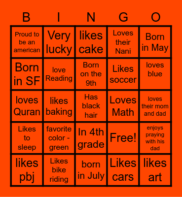 Family BINGO Card