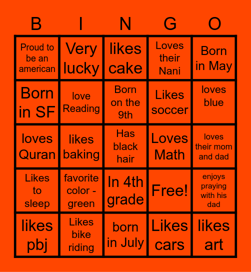 Family BINGO Card