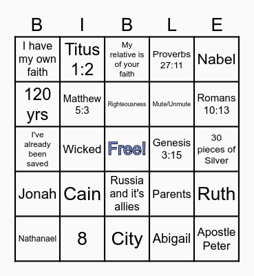 Bible Bingo Card