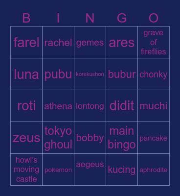 kiko Bingo Card