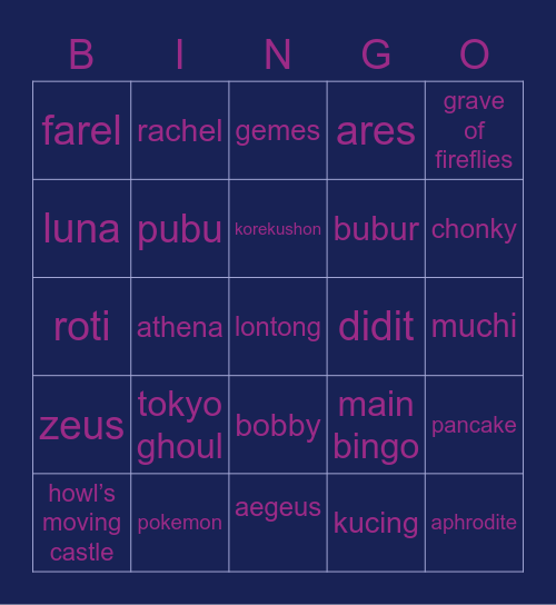 kiko Bingo Card