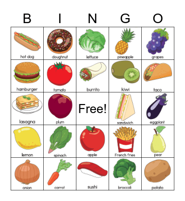 Food Bingo Card