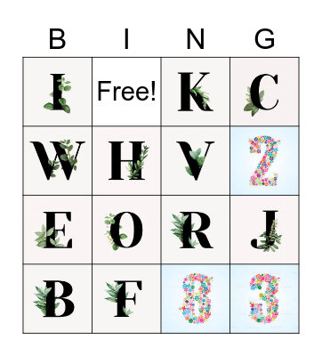 Alphabet & Numbers Bingo Card