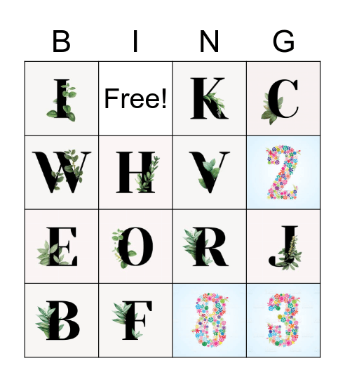 Alphabet & Numbers Bingo Card