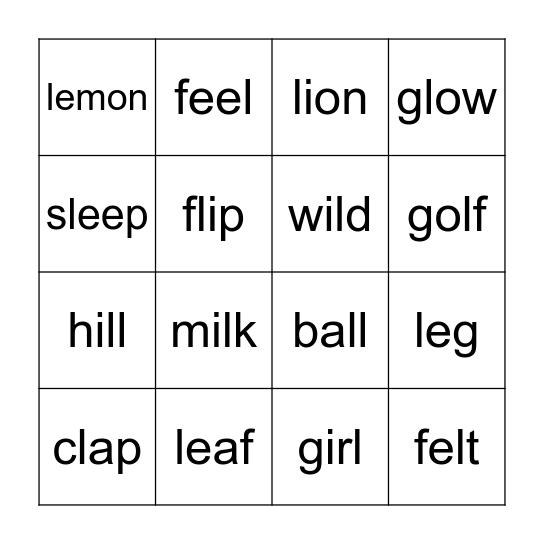 L Word Bingo Card