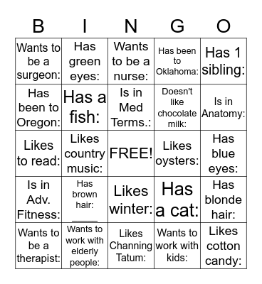HOSA Bingo Card