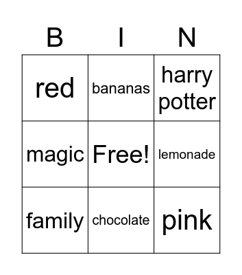 kelsee favs Bingo Card