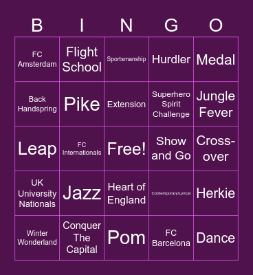 FUTURE CHEER BINGO Card