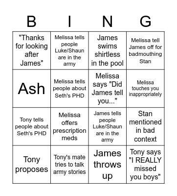 Topp Family Bingo Card