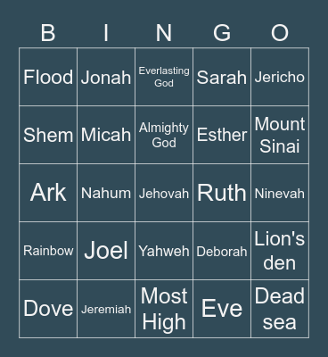 Old Testament Bible Bingo Card