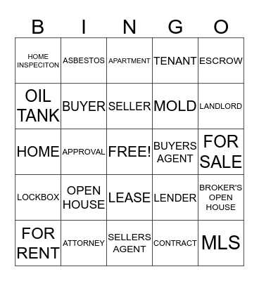 REALTOR BINGO Card