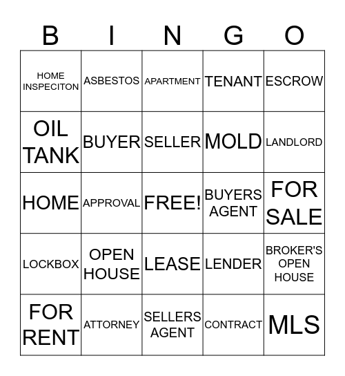 REALTOR BINGO Card