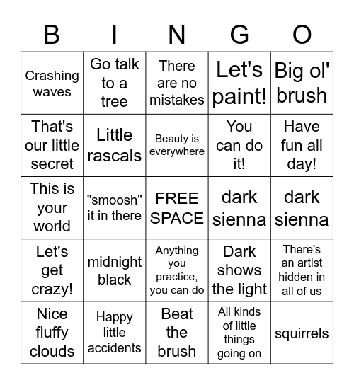 Bob Ross BINGO Card