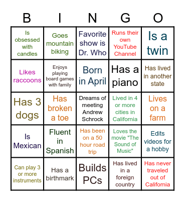 Human Bingo (Lewis Advisory) Bingo Card